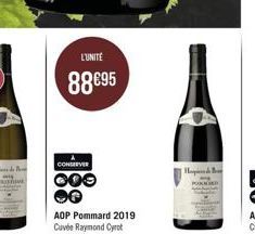 L'UNITÉ  88 €95  CONSERVER  AOP Pommard 2019 Cuvée Raymond Cyrot  | Hoque de Bo 