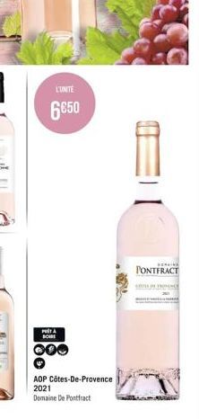 L'UNITE  6€50  PORTA  BOUR  AOP Côtes-De-Provence 2021  Domaine De Pontfract  SEME  PONTFRACT  COTO DE PONENCE 