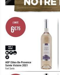 L'UNITÉ  6€75  PRETA BOWE  00  AOP Côtes-De-Provence Sainte Victoire 2021 Font Sante  