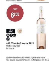 L'UNITÉ  6€50  PRITA BOIRE  AOP Côtes-De-Provence 2021 Chateau Mouresse  La Reserve 