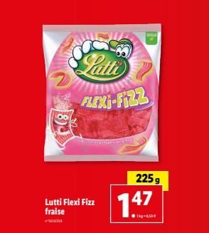 2  Lutti Flexi Fizz fraise  Latti FLEXI-F122  147  1kg-E53€  225 g  