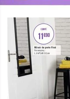 l'unite  11€⁹0  miroir de porte first dimensions l3pzxh 101cm 