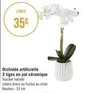 luncte  35€  orchidée artificielle  2 tiges en pot céramique toucher naturel  coloris blanc ou fushia au choix hauteur: 53 cm 