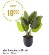 l'unite  19€90  mini bananier artificiel hauteur: 38cm 