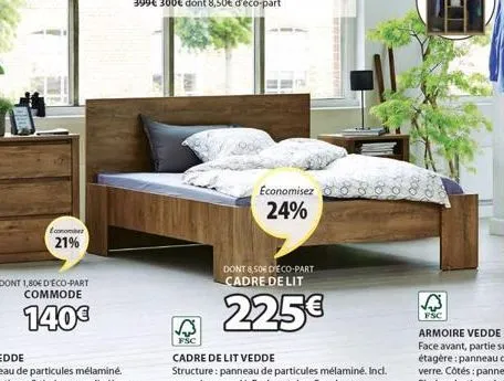 economet 21%  dont 1,80€ d'eco-part commode  140€  √  fsc  economisez  24%  dont 8,50€ deco-part cadre de lit  225€  √3  fsc 