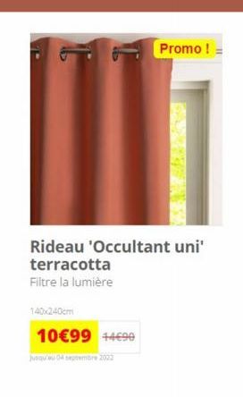 Rideau 'Occultant uni' terracotta Filtre la lumière  140x240cm  10€99 +4€90  jusqu'au 04 septembre 2022  Promo ! 