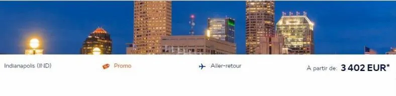 indianapolis (ind)  promo  ✈ aller-retour  a partir de: 3 402 eur* 