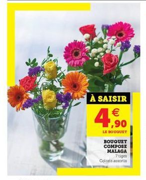 À SAISIR €  4.50  LE BOUQUET  BOUQUET COMPOSE MALAGA 7tiges Coloris assortis 