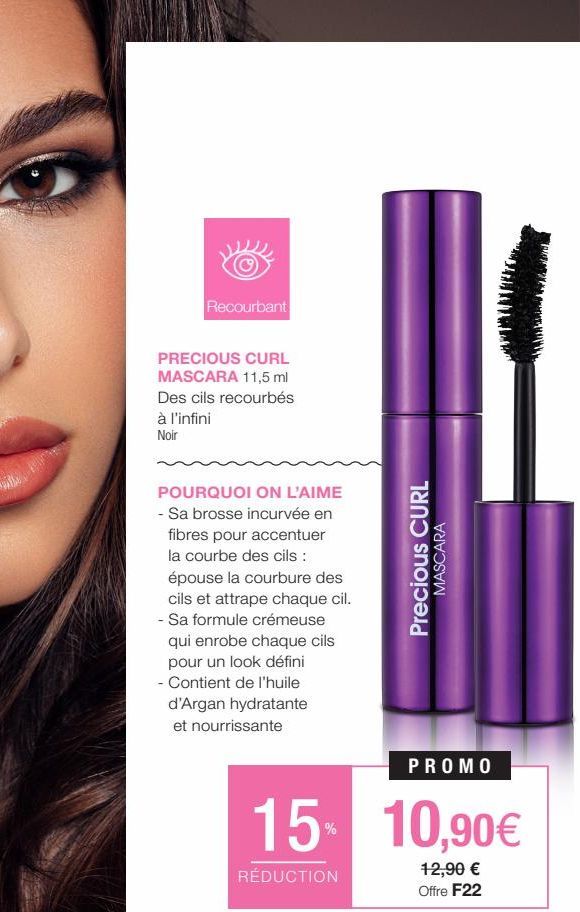 Recourbant  PRECIOUS CURL  MASCARA 11,5 ml Des cils recourbés à l'infini Noir  POURQUOI ON L'AIME - Sa brosse incurvée en fibres pour accentuer la courbe des cils : épouse la courbure des cils et attr