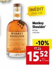 monkey shoulder  inédit  chez lidl  monkey shoulder  40 % v  5617058  -10%  17.25  15.52 