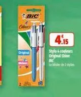 bic  original  4.15  stylo & couleurs original shine  de 2 