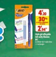 BIC  write BOTA  wit  4.20  -30%  DES  Stylo gel effaçable Gel-ocity illusion BIC Leiter da 1 stylo b +2charges  CASE  2.94 