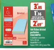 Bristol  3.85 1.16  CEDES VERE  CAR  269  100 fiches Bristol perforées EXACOMPTA  4 corsaries 12.5x20cm Quad 5x5 Pacier PEFC 205 