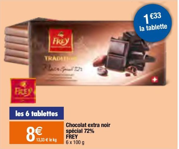 chocolat extra noir spécial 72% Frey