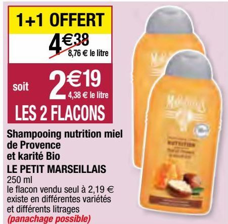 shampoing nutrition miel de provence et karité bio Le petit marseillais