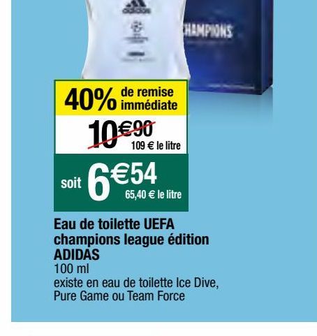 eau de toilette UEFA champions league édition Adidas