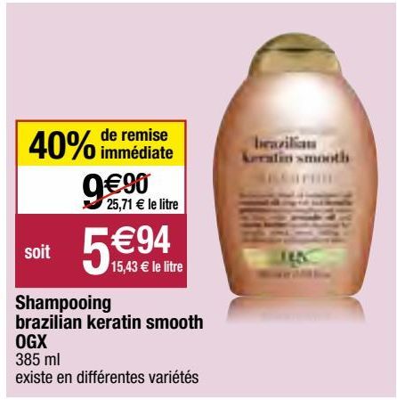 shampoing brazilian keratin smooth OGX