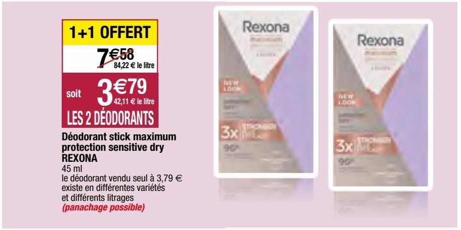déodorant stick maximum protection sensitive dry Rexona
