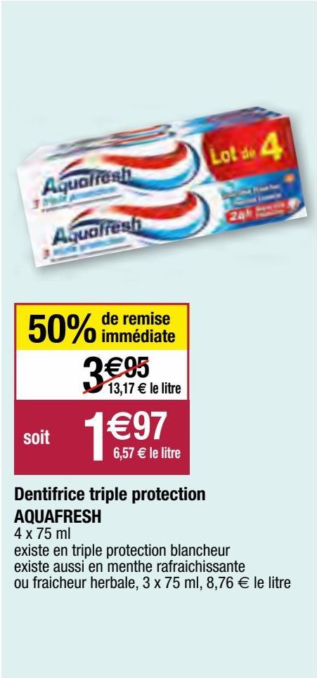dentifrice triple protection Aquafresh