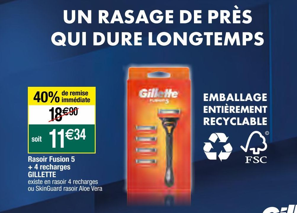 rasoir fusion 5 + 4 recharges Gillette