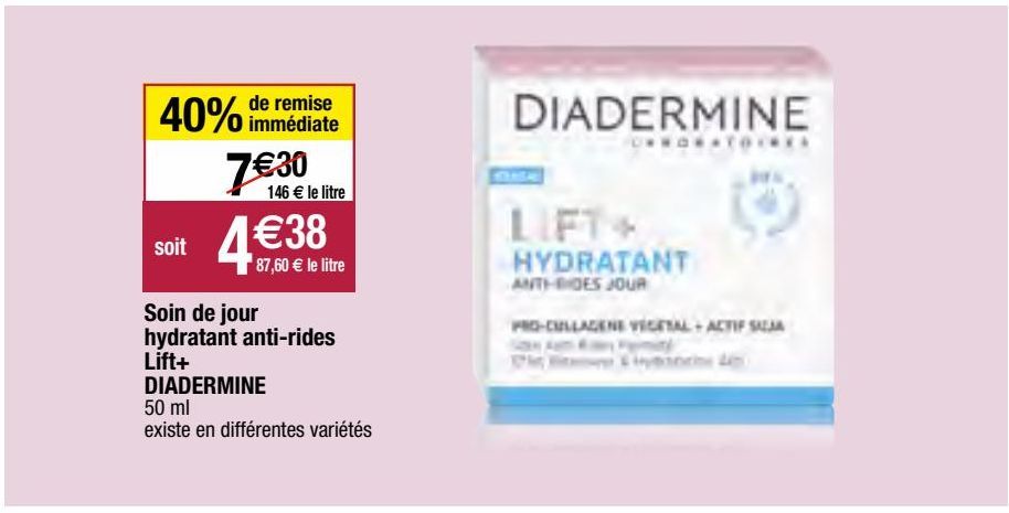 soin de jour hydratant anti-rides lift+ Diadermine