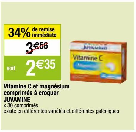 vitamine C et magnésium comprimés à croquer Juvamine