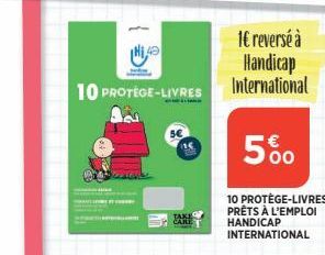 H₁,40  1€ reversé à Handicap  10 PROTEGE-LIVRES International  5%  10 PROTÈGE-LIVRES PRÊTS À L'EMPLOI HANDICAP INTERNATIONAL 