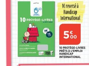 H₁,40  1€ reversé à Handicap  10 PROTEGE-LIVRES International  5%  10 PROTÈGE-LIVRES PRÊTS À L'EMPLOI HANDICAP INTERNATIONAL 
