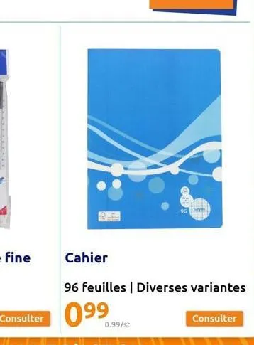 consulter  cahier  660  96 feuilles | diverses variantes  0.99/st  96  consulter 