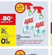 -80%  SUR LE 2  Vended  2%  LL INC  49  1,47€ Lespray  Spray nettoyant  AJAX  AJAX  AJAX 