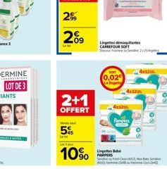 2+1 OFFERT  5%  10%  Lie CARREFOUR SOFT  0,02  181  Linges B  Pampers  4x52  wy 