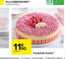 Pavé CARREFOUR BIO La pièce de 400 g  1190  La piece 