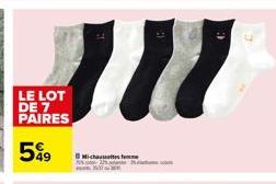 LE LOT DE 7 PAIRES  5%9  Mi-chaussettes f 