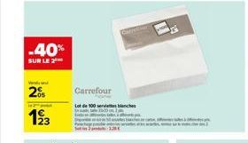 -40%  SUR LE 2  Vend  20  le 2  123  Carrefour  Lot de 100 service  Carpetes 