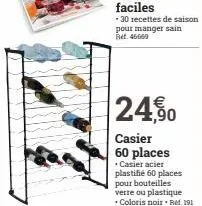 casier 60 places  •casier acier plastifié 60 places pour bouteilles verre ou plastique coloris noir. ref. 191 