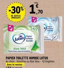 -30% 1,70  DE REMISE IMMEDIATE  →  Lotus  Papier toilette  Aloe Vera 