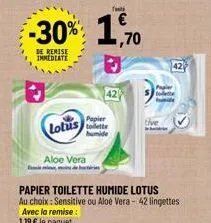 -30% 1,70  de remise immediate  →  lotus  papier toilette  aloe vera 