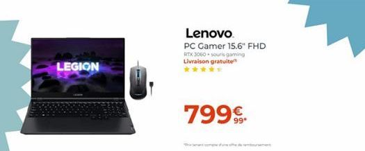 LEGION  Lenovo  PC Gamer 15.6" FHD RTX 3060-souris gaming Livraison gratuite  79999.  € 