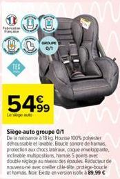 Fyr  0/1  mam  5499  Le sege auto  www  Siège-auto groupe 0/1  De la naissance à 18 kg Housse 100% polyester dehoussable et lavable. Boucle sonore de harnas, protection aux chocs latéraux, coque envel