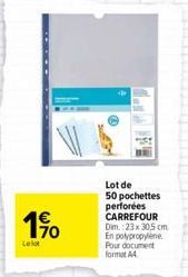 1%  Lelot  Lot de 50 pochettes perforées CARREFOUR Dim.:23x 30,5 cm En polypropylene Pour document format A4 