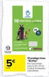 fabric  5€  lekt  10 protège-livres  10 protège-livres "kit plio" pour tous formats jusqu'au 24 x 30 cm. content 10 équettes  autocolantes 