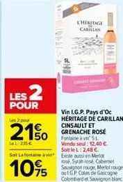 les 2  pour  les 2 pour  2150  lel: 25€  se  cheritage  carillan  m  hne 