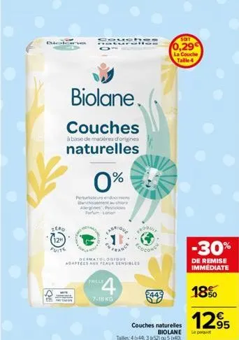 dielone  zero  (124)  couche nature ofe  forum-lotion  biolane.  couches  à base de matières d'origines  naturelles  0%  perturbateurs endoorniens anchement au chore a pestic  talls  4  brique  7-18 k