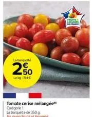 in  tomate cerise mélangée catégorie 1.  fruits  france 