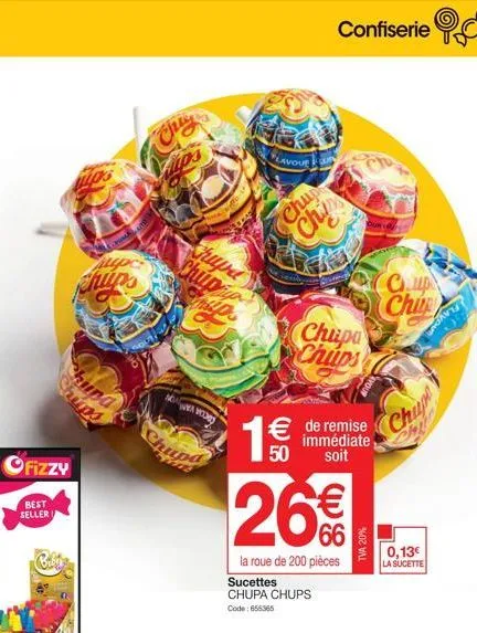 best seller  pumat  chips  chiy  shund shipps  chupa  chup  www.mode  flavour  chup  chips  chupa chups  1€€€ € de remise  50  immédiate soit  26€  66  la roue de 200 pièces  sucettes chupa chups code