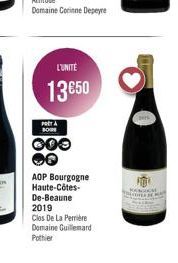 L'UNITÉ  13€50  FOLT A BORE  000 Q  AOP Bourgogne Haute-Côtes-De-Beaune 2019  Clos De La Perrière  Domaine Guillemard  Pother  MANCH 