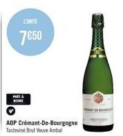 L'UNITE  7650  BONE  AOP Crémant-De-Bourgogne Tasteviné Brut Veuve Ambal  ANT DE BOURG 