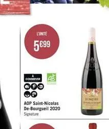 l'unite  5099  consever ab 000 *q  aop saint-nicolas de-bourgueil 2020 signature 