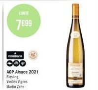 L'UNITE  7699  CONSERVER  AOP Alsace 2021  Riesling  Vieilles Vignes Martin Zahn 
