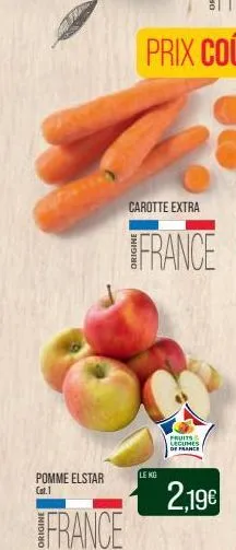 pomme elstar cat.1  le kg  fruits legumes de france  2,19€ 